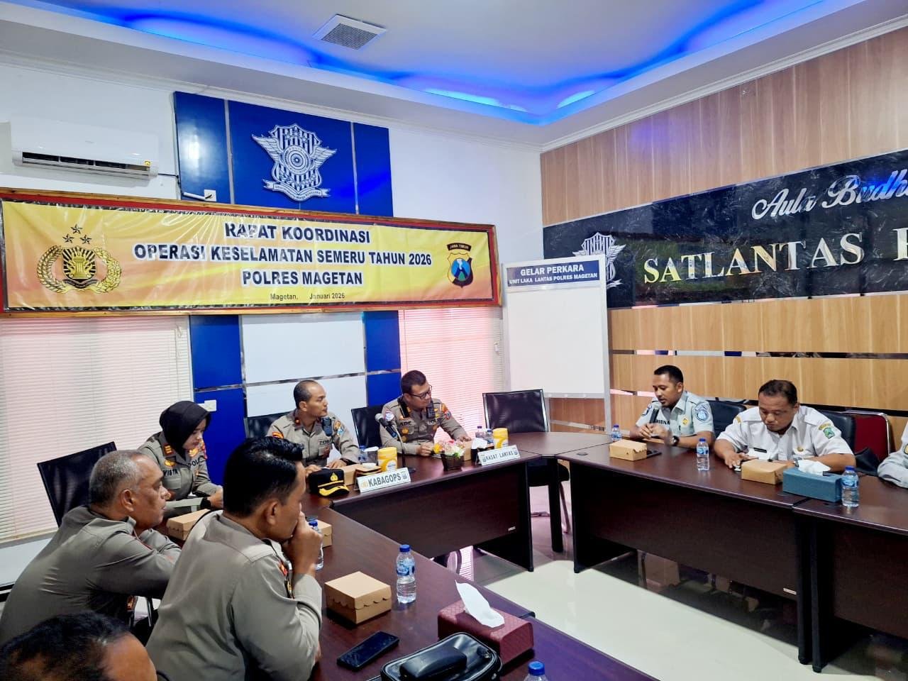 Paparan KasatlantasPolres Magetan – Pelaksanaan Rakor Eksternal Dalam Rangka Ops Keselamatan Semeru 2026
