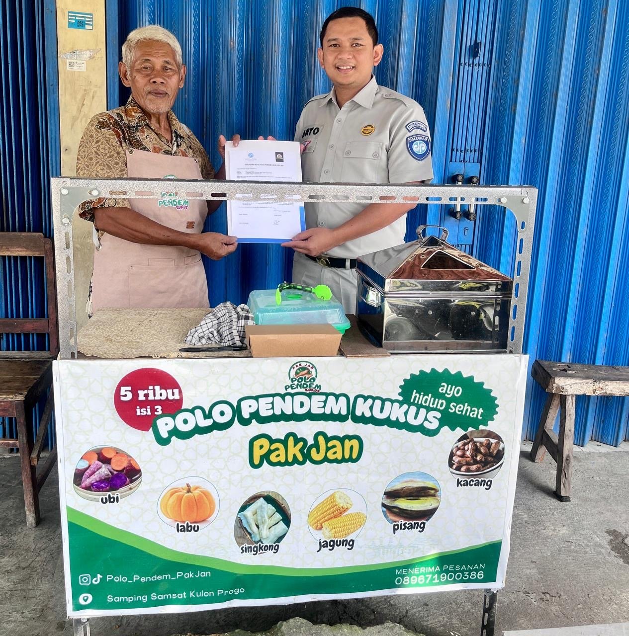 Jasa Raharja Kanwil DIY Jalin Kerja Sama Merchant JRku dengan Polo Pendem Kukus Pak Jan UMKM di Kulon Progo
