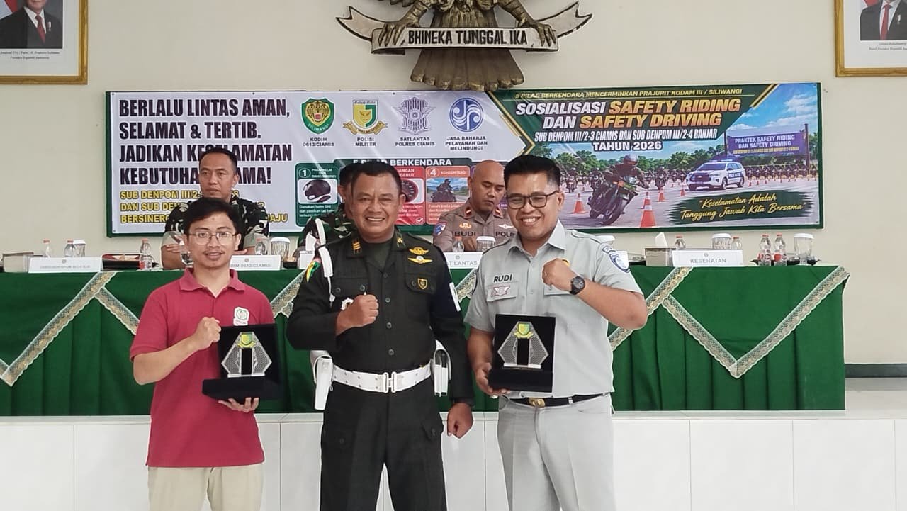 Jasa Raharja Cabang Tasikmalaya Perkuat Sinergi Keselamatan Bersama TNI AD di Ciamis melalui Sosialisasi Safety Riding dan Pelatihan PPGD