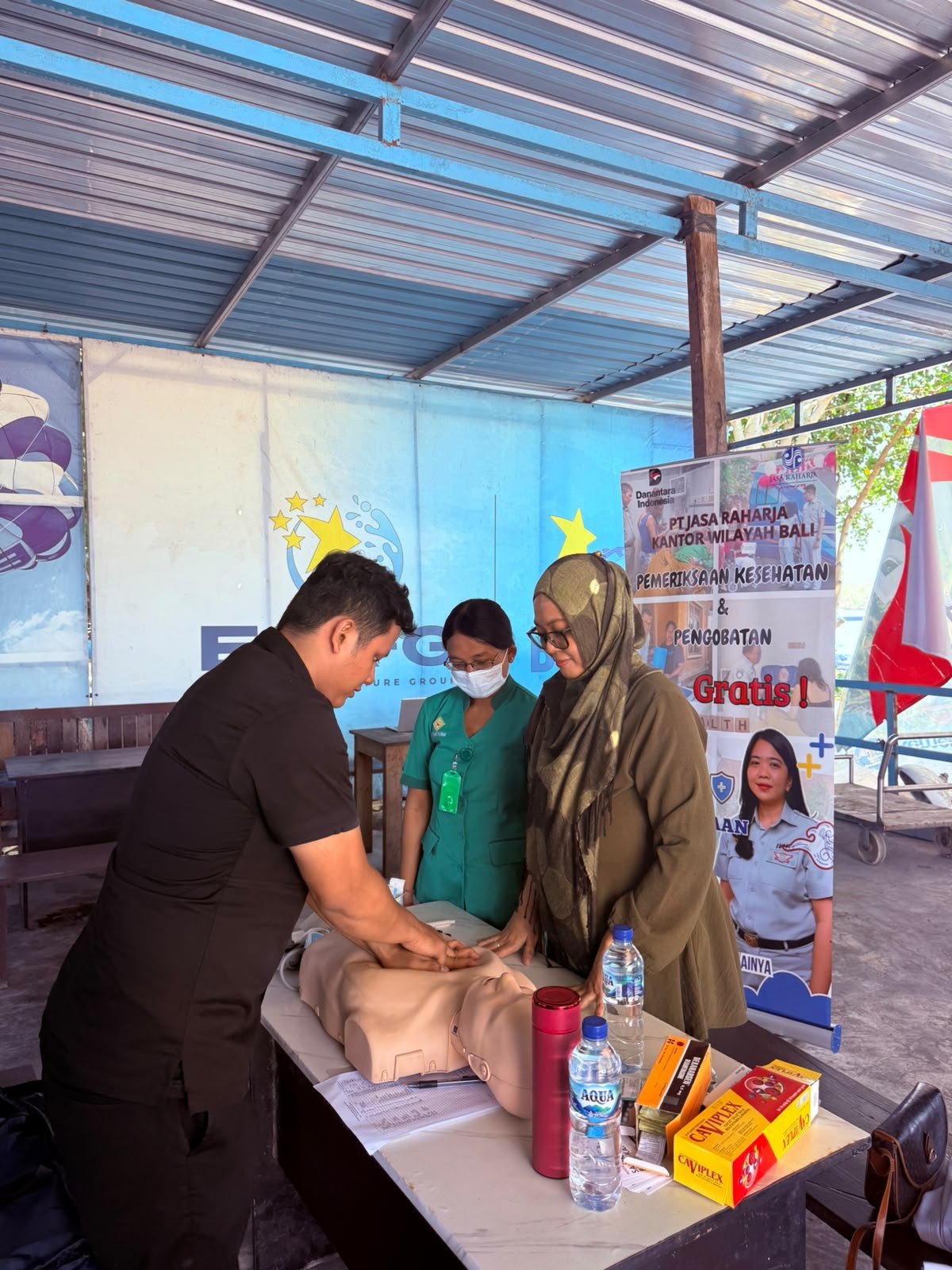 Menjaga Kesehatan, Meningkatkan Kesiapsiagaan Jasa Raharja Gelar MUKL dan Sosialisasi PPGD di Pelabuhan Serangan